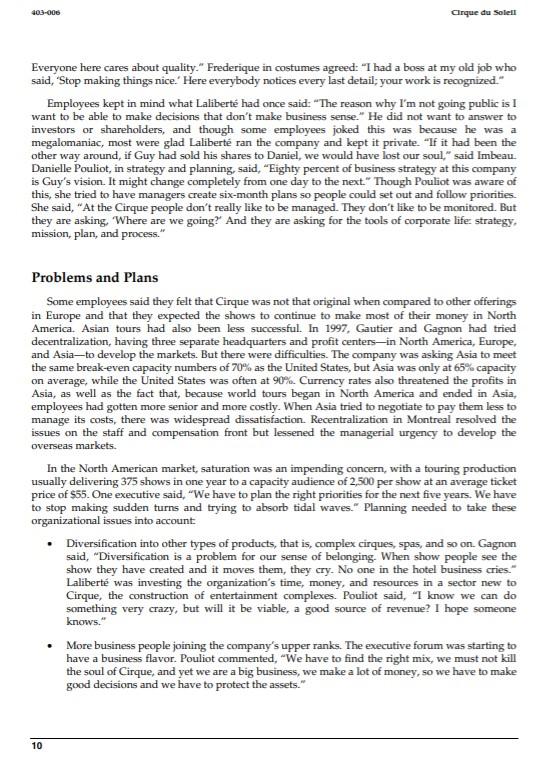 . 3. Evaluate and explain Cirque du Soleil's