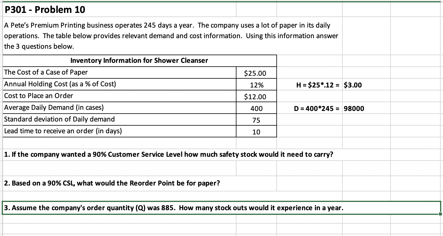 PLEASE SHOW WORK!!! P301 - Problem 10 A Pete's