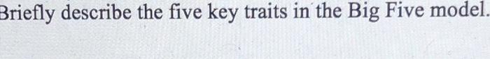 Briefly describe the five key traits in the Big