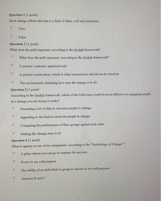 Please help with 1-4. Thank you! Question 1 (1