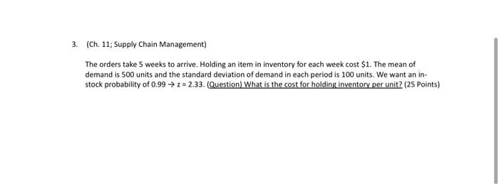 i need both plz 3. (Ch. 11; Supply Chain