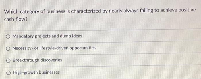 Which category of business is characterized by