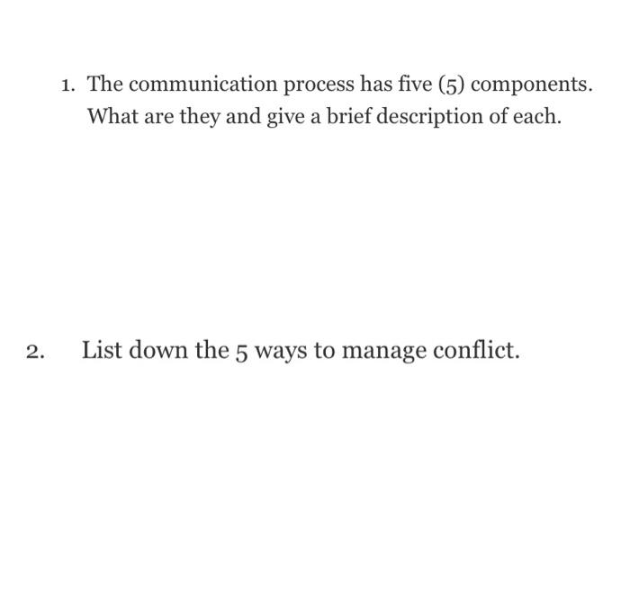 1. The communication process has five (5)
