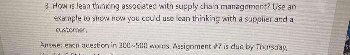 3. How is lean thinking associated with supply