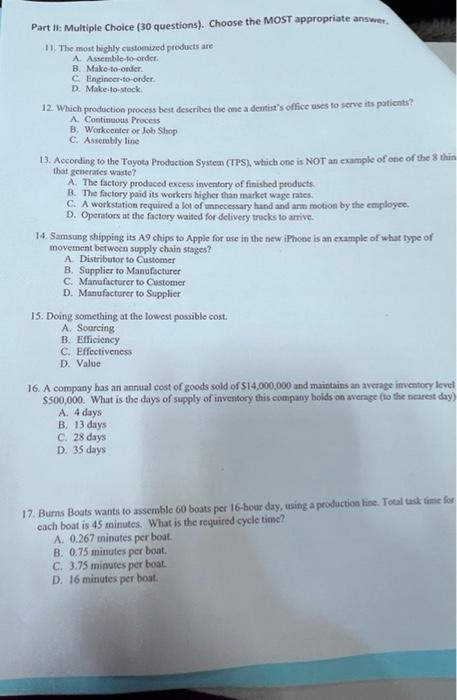 Partit: Multiple Choice (30 questions). Choose