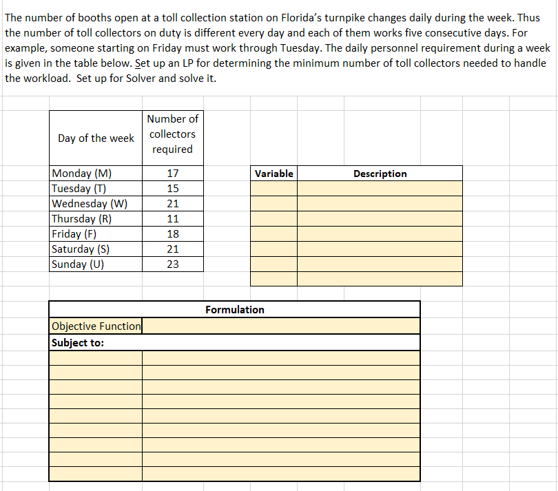 Could someone provide the excel formula to solve
