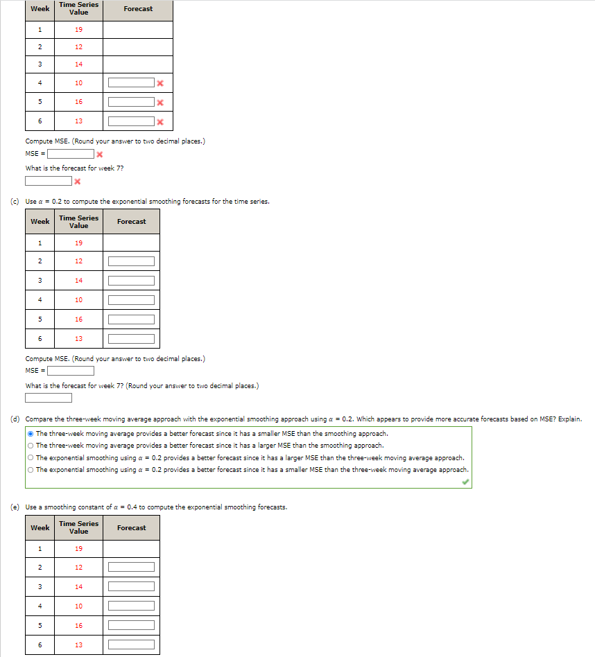 Week Time Series Value Forecast 1 19 N 12 3 14 4
