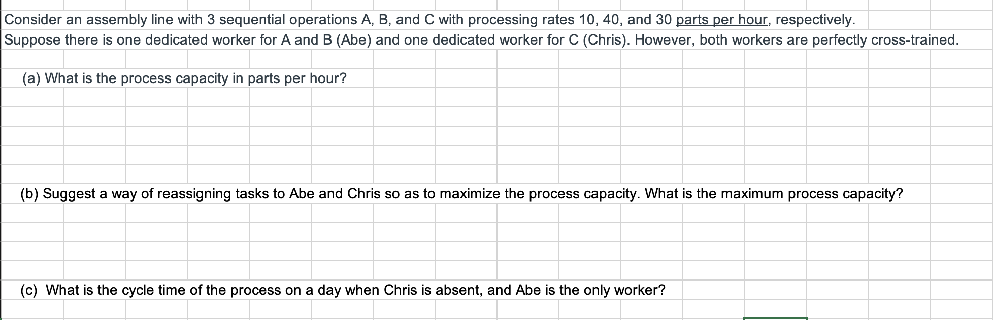 Consider an assembly line with 3 sequential
