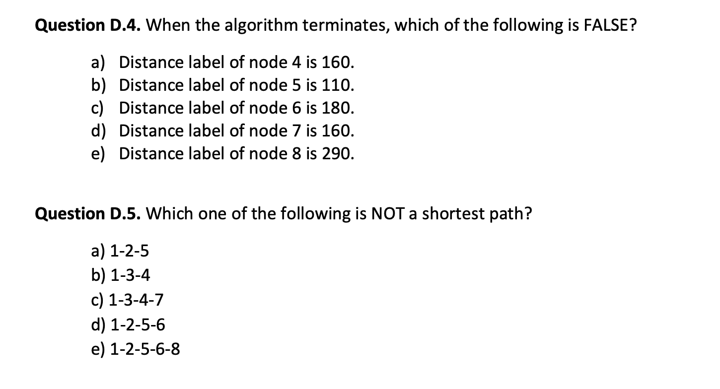 In the below undirected network, the shortest
