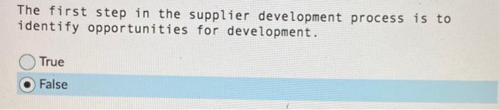 The first step in the supplier development