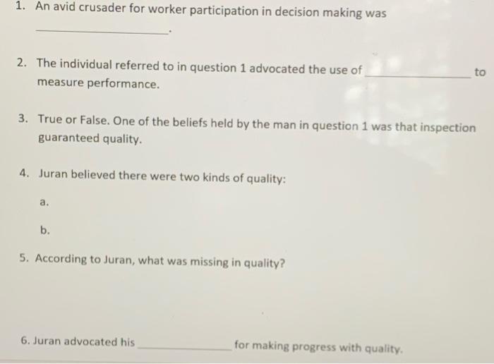 1. An avid crusader for worker participation in