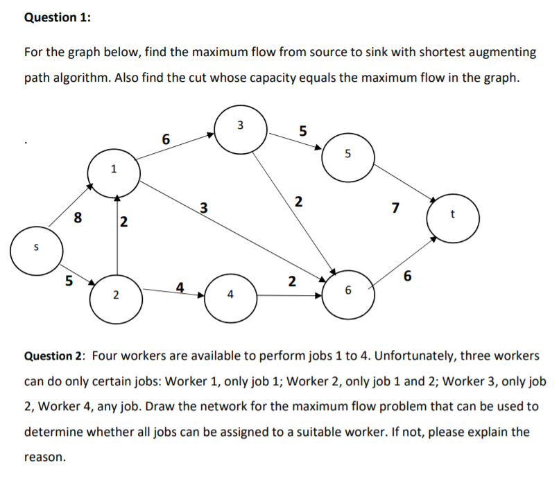 need question1 please Question 1: For the graph