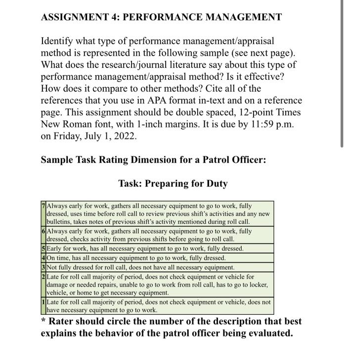ASSIGNMENT 4: PERFORMANCE MANAGEMENT Identify