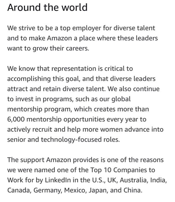 read the diversity at amazon case below !!