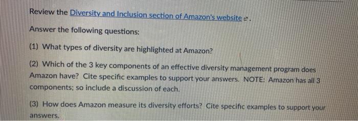 read the diversity at amazon case below !!