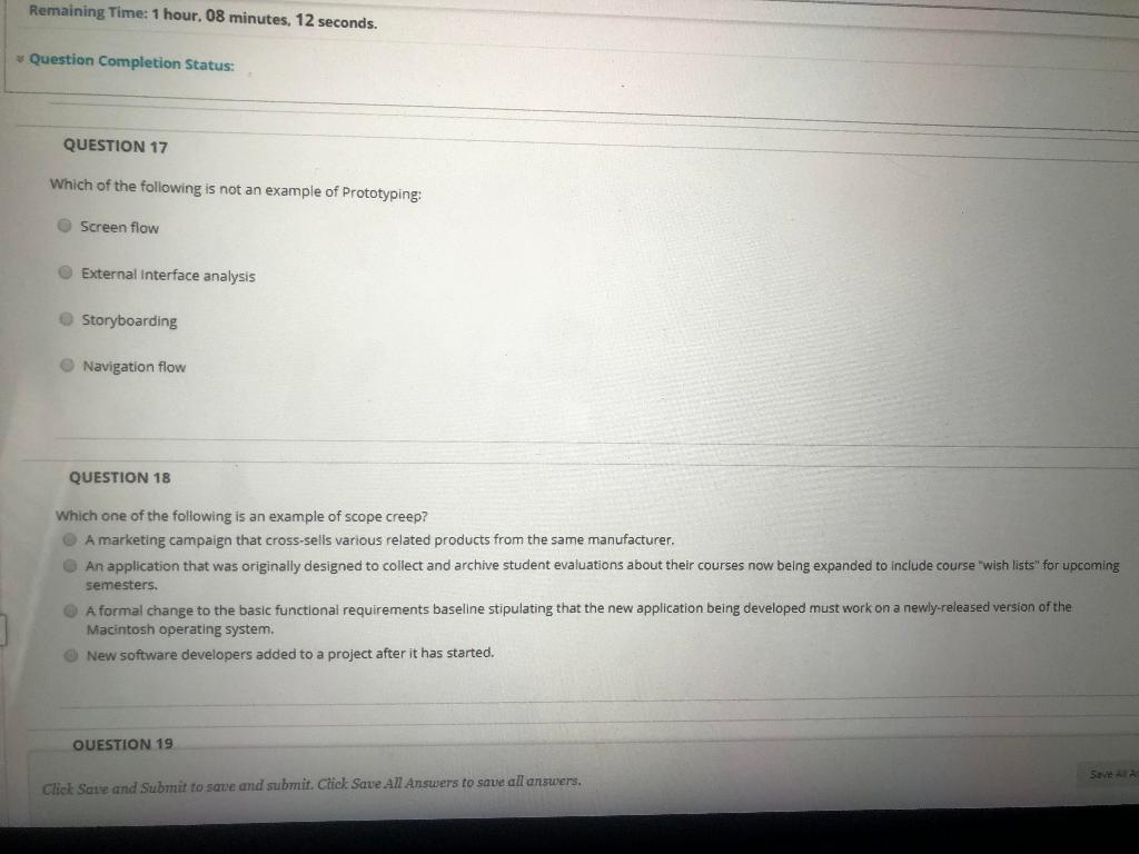 Remaining Time: 1 hour. 08 minutes, 12 seconds.
