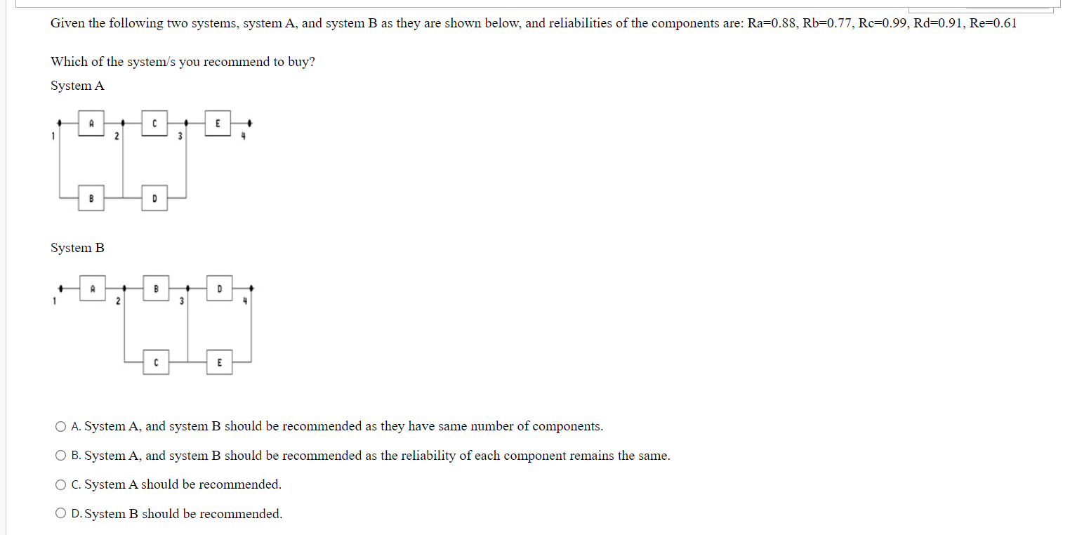 Given the following two systems, system A, and