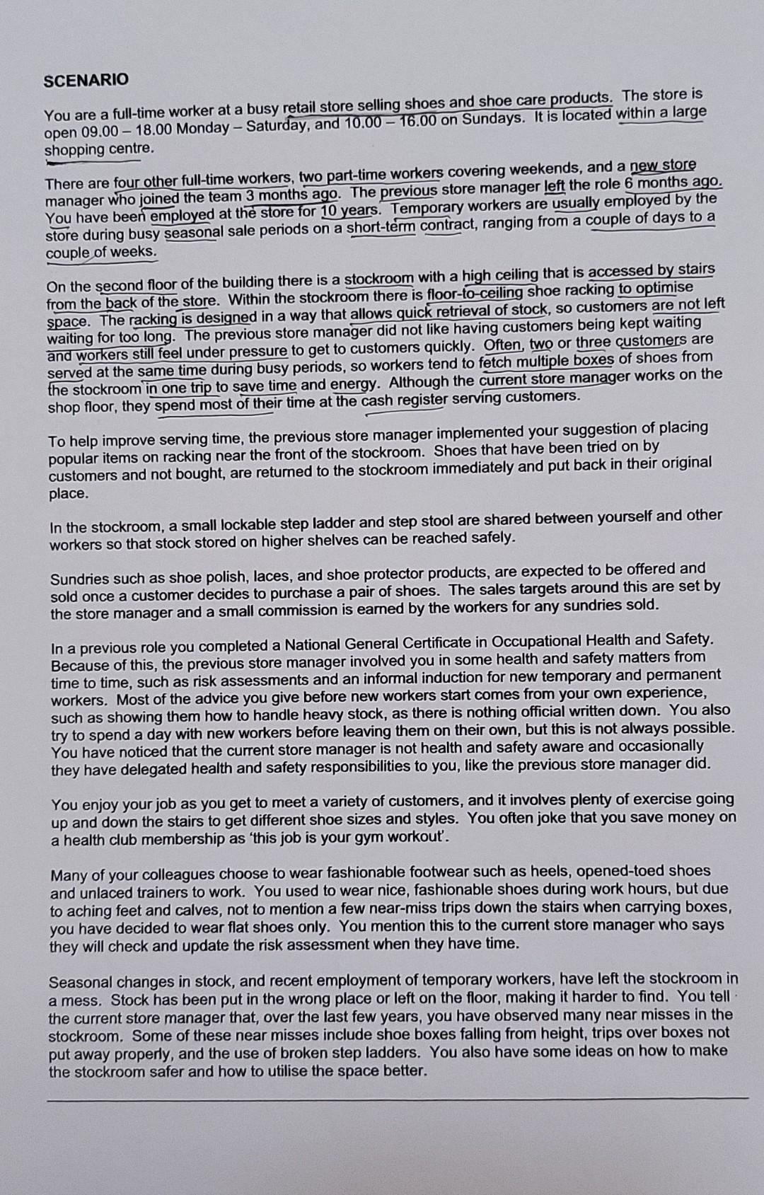 SCENARIO You are a full-time worker at a busy