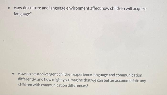 How do culture and language environment affect