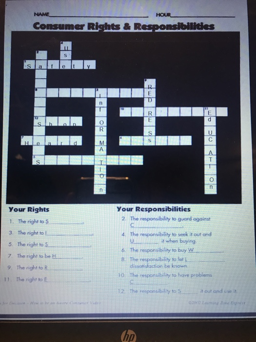 HOU NAME Consumer Rights & Responsibilities T