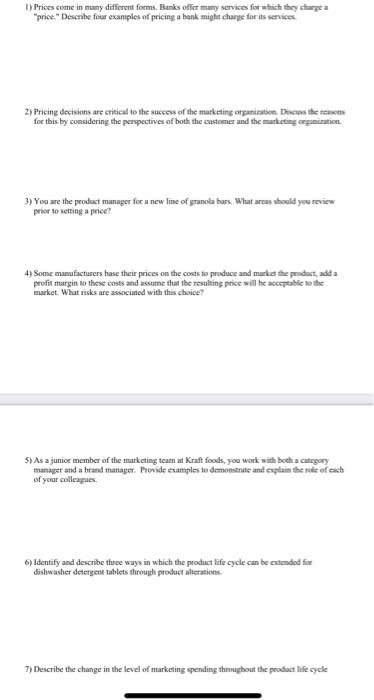 1) Prices come in many different forms, Banks