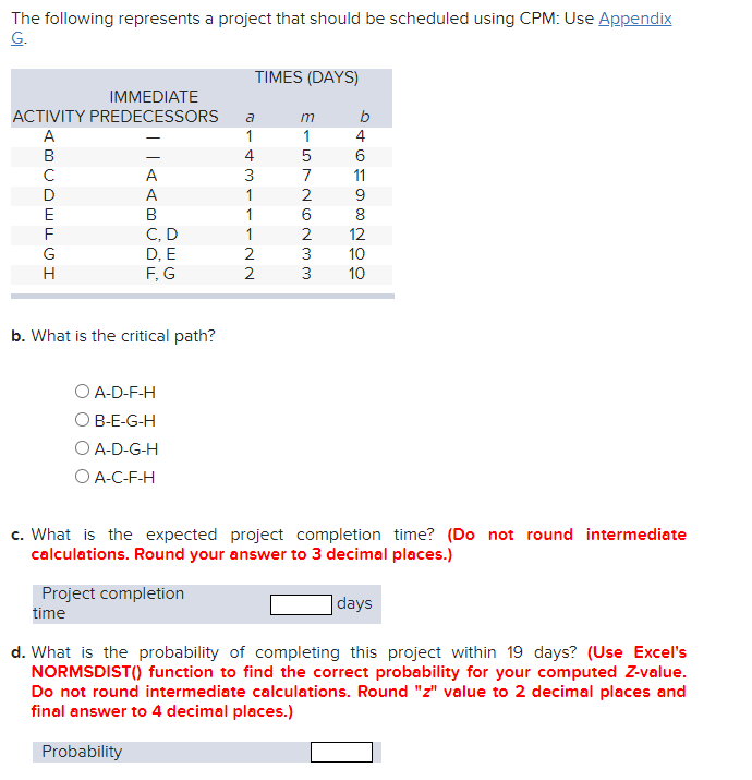 The following represents a project that should be