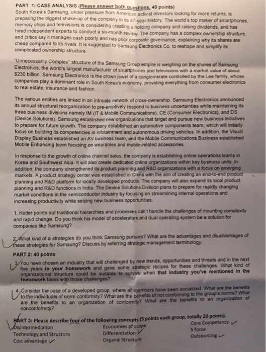 business management PART 1: CASE ANALYSIS (Please