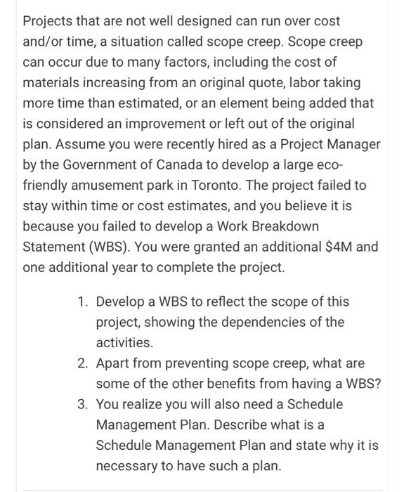 word Document please Projects that are not well