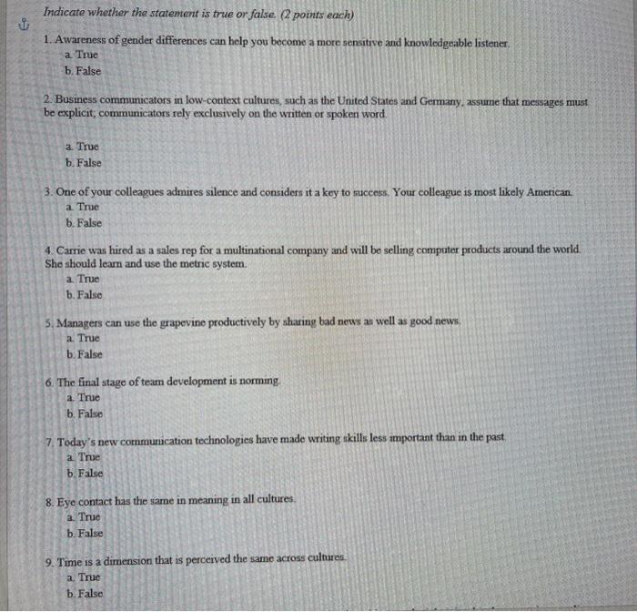 Indicate whether the statement is true or false.