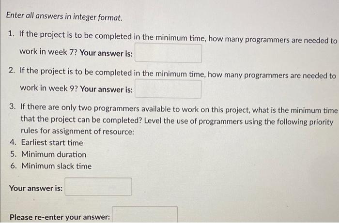 Activity Immediate Predecessor Duration (weeks)