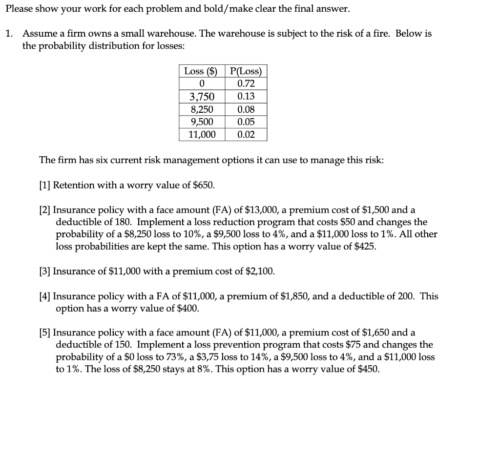 please answer all and use excel if possible,
