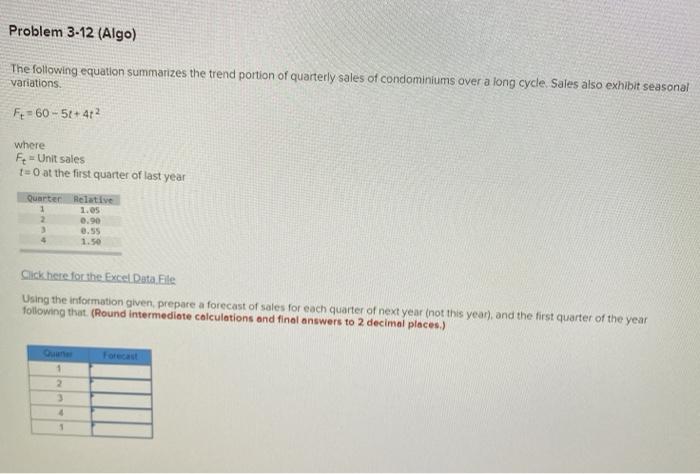 Problem 3-12 (Algo) The following equation
