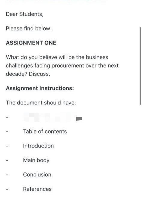 Dear Students, Please find below: ASSIGNMENT ONE