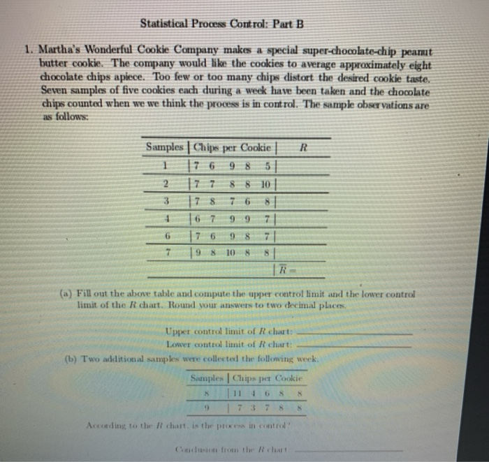 Statistical Process Control: Part B 1. Martha's