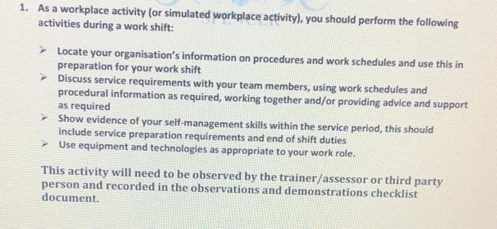 1. As a workplace activity (or simulated