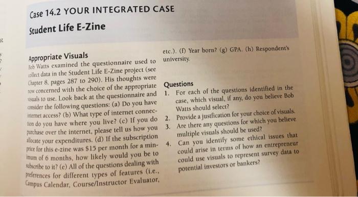 Case 14.2 YOUR INTEGRATED CASE Student Life