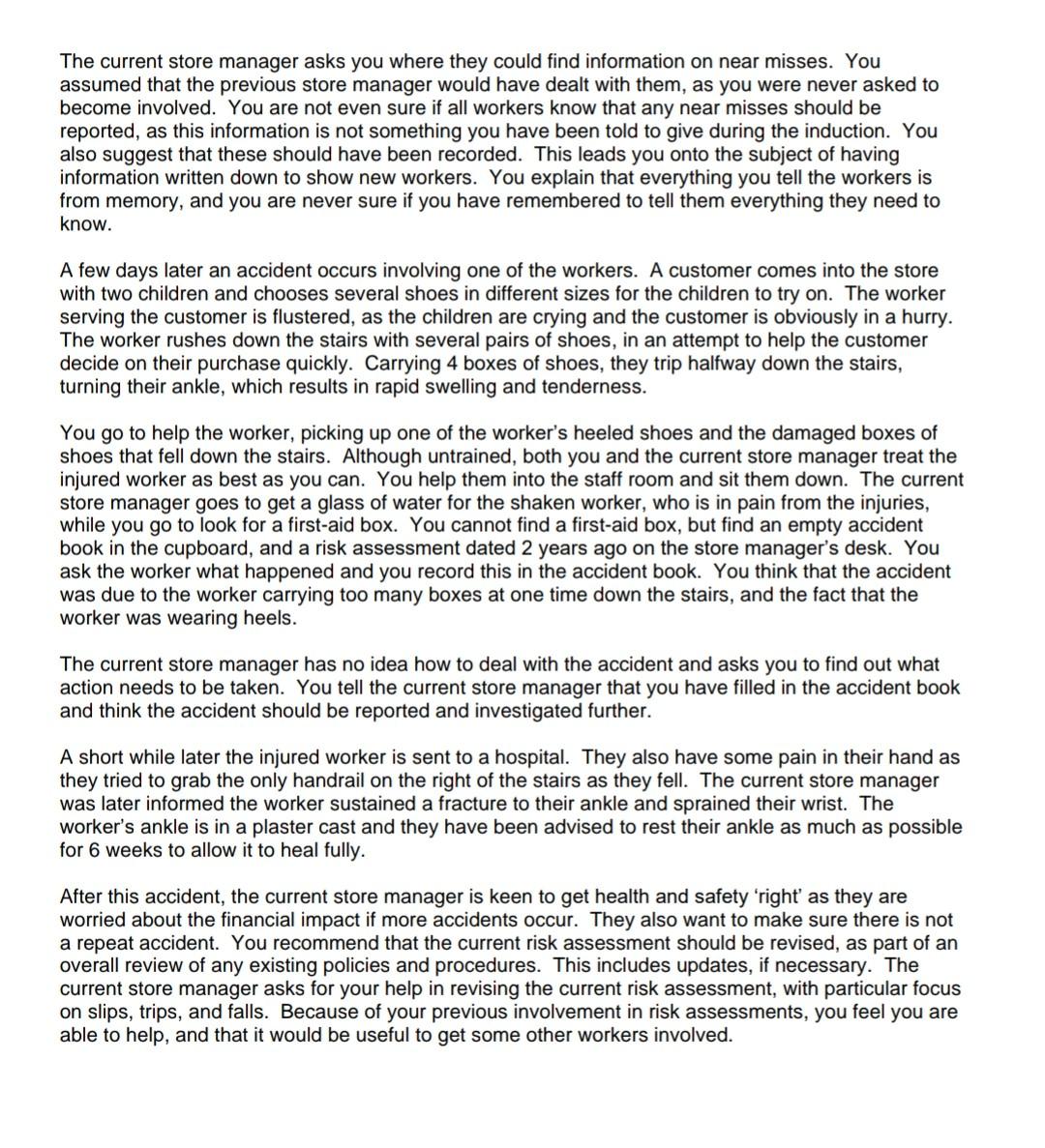 This is NEBOSH exam, so answer the question in