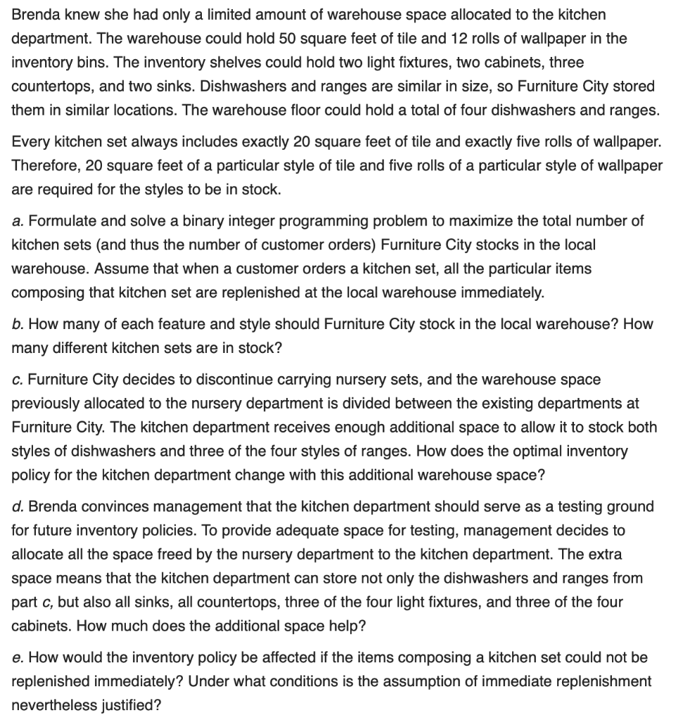 Stocking Sets Please solve this case. Thank you!