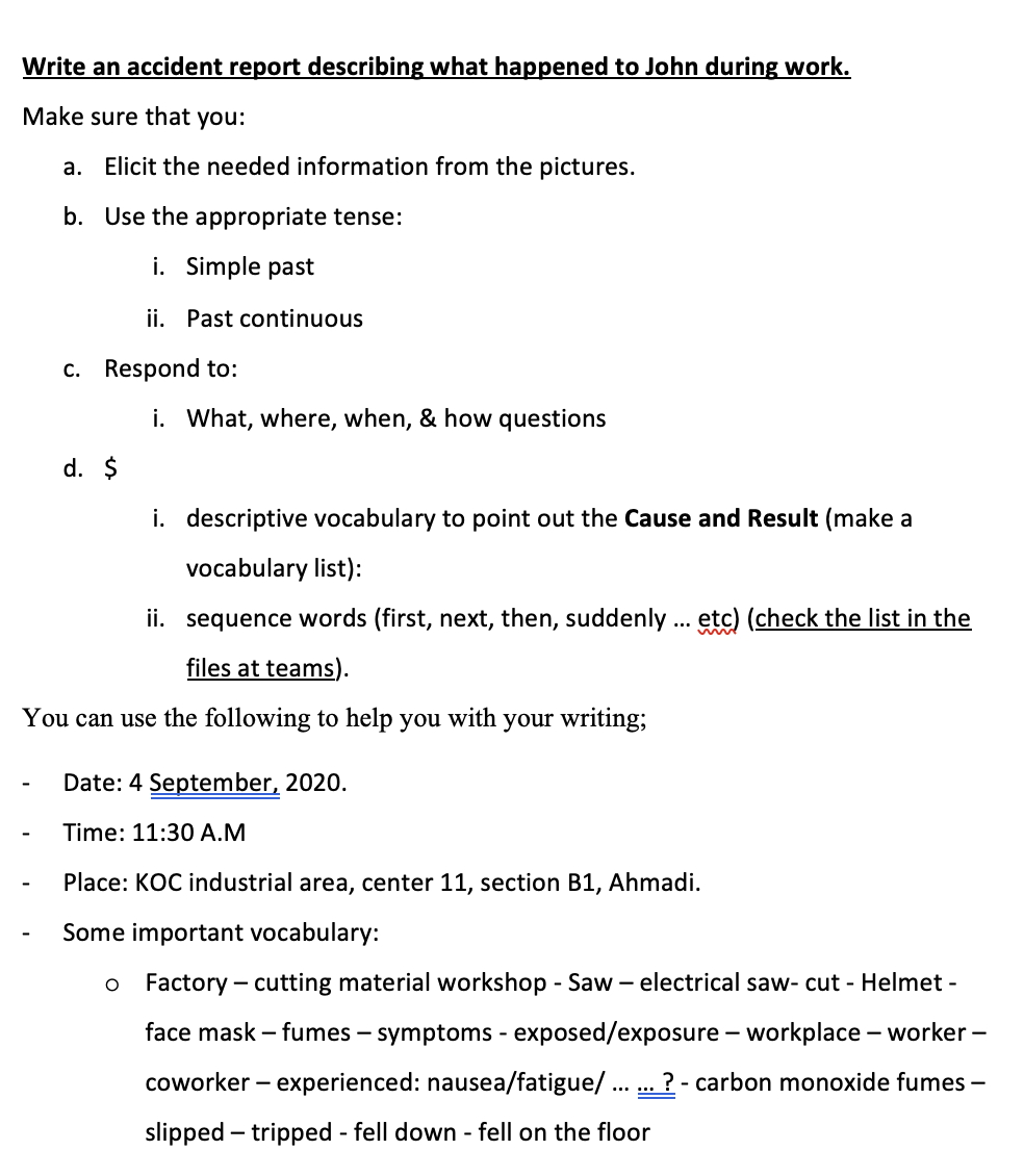 Accident Report Take a good look at the pictures,