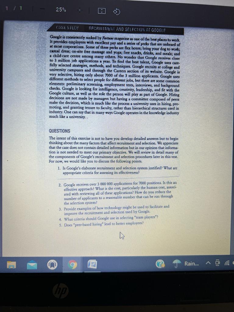 25% . CASE STUDY RECRUITMENT AND SELECTION AT