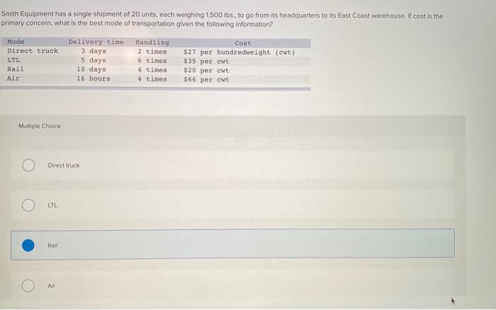 I need answers for both of them Smith Equipment