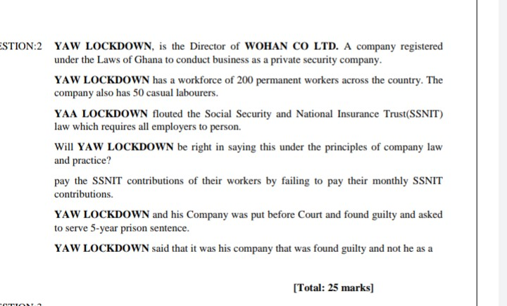 QUESTION:2 YAW LOCKDOWN, is the Director of WOHAN