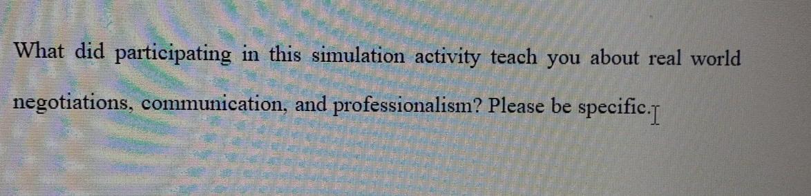 plz answer this What did participating in this