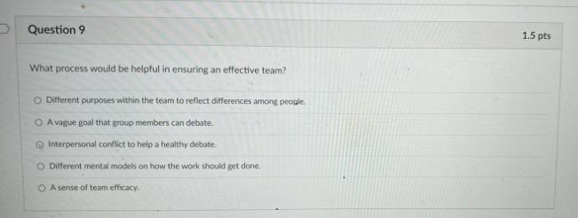 Question 9 1.5 pts What process would be helpful