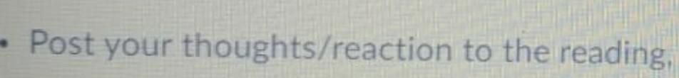 Post your thoughts/reaction to the reading, Shift