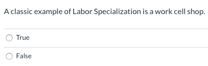 A classic example of Labor Specialization is a