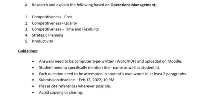 A. Research and explain the following based on