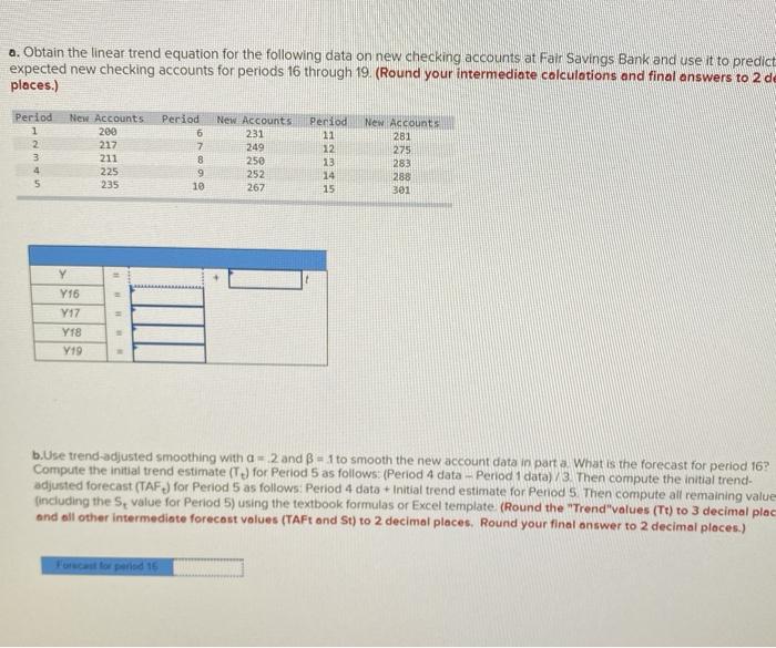 a. Obtain the linear trend equation for the