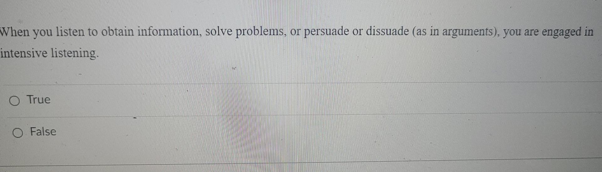 he Listening in a lecture class is an ex example