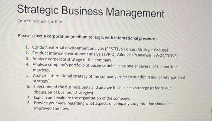 1. conduct external environment